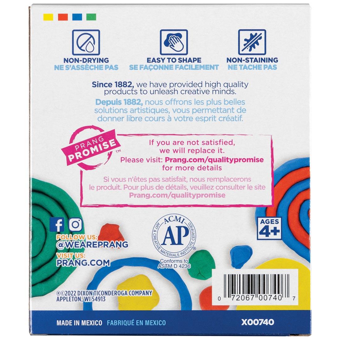 Back package of Prang Primary Assortment Modeling Clay