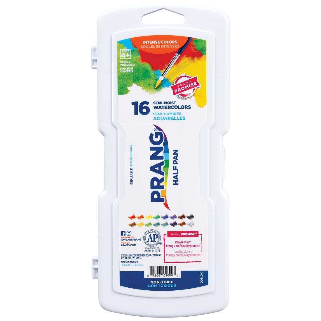 Prang Semi-Moist Watercolors 16-Color Half Pan Set