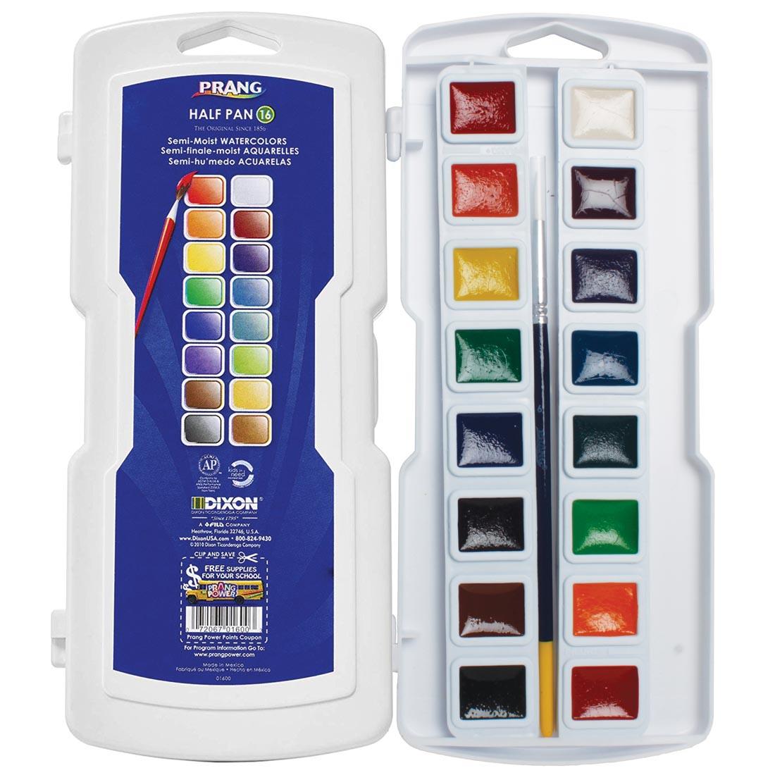 Prang Semi-Moist Watercolors 16-Color Half Pan Set