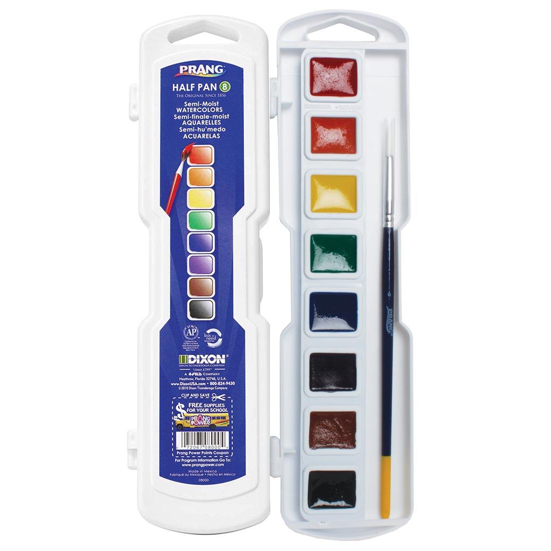 Prang Semi-Moist Watercolors 8-Color Half Pan Set