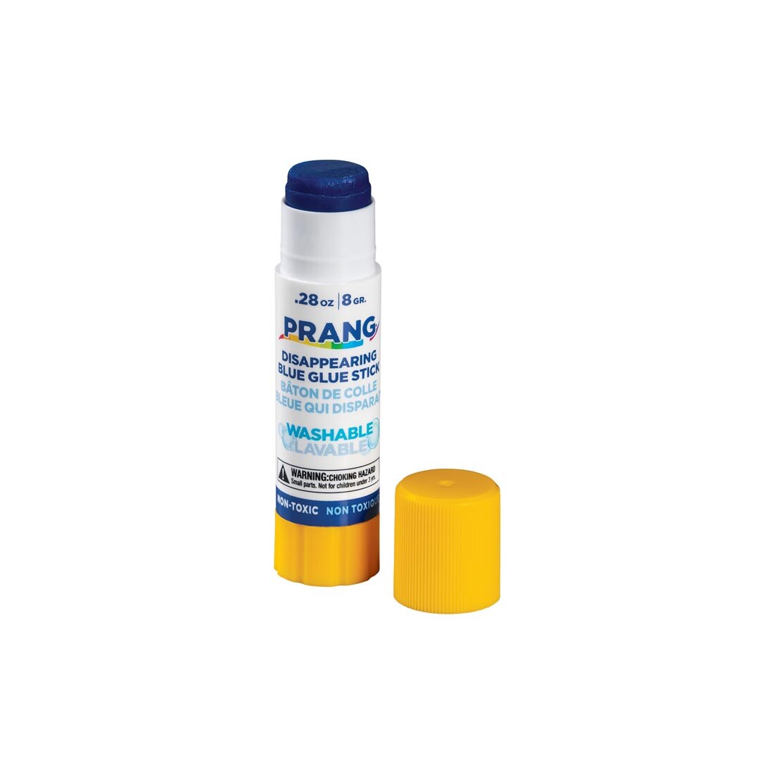 Single Prang Blue Washable Glue Stick, with cap off, 0.28 oz.