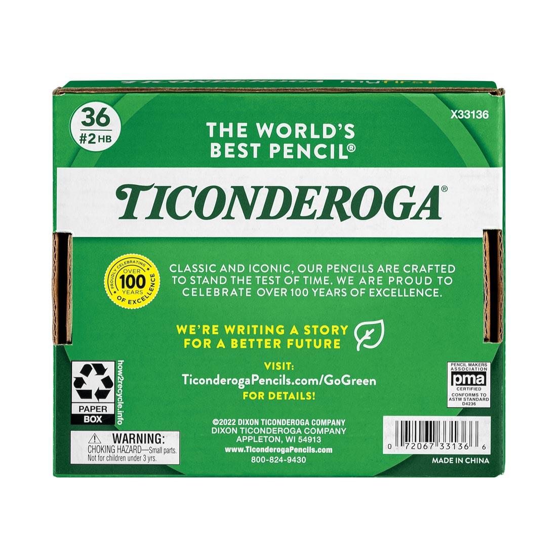 back of package of My First Ticonderoga Half Size Pencils 36-Count