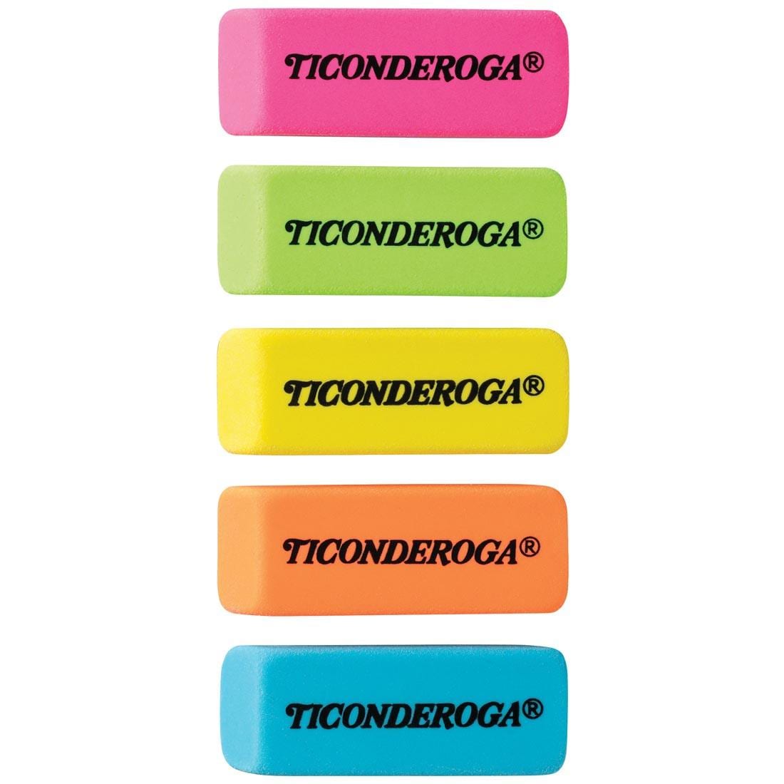 5 Ticonderoga Neon Erasers