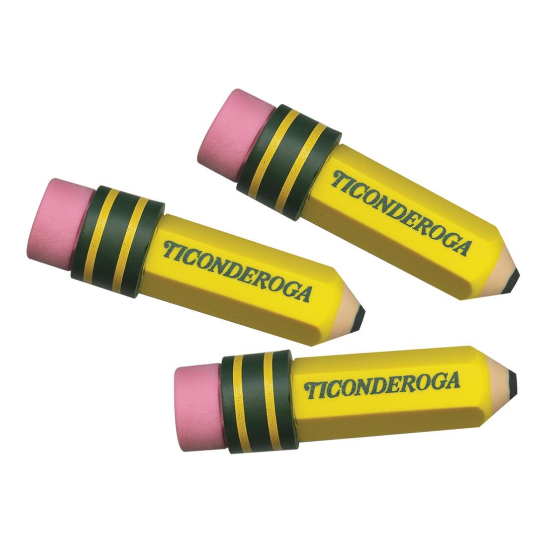 Erasers look like chubby Ticonderoga Pencils