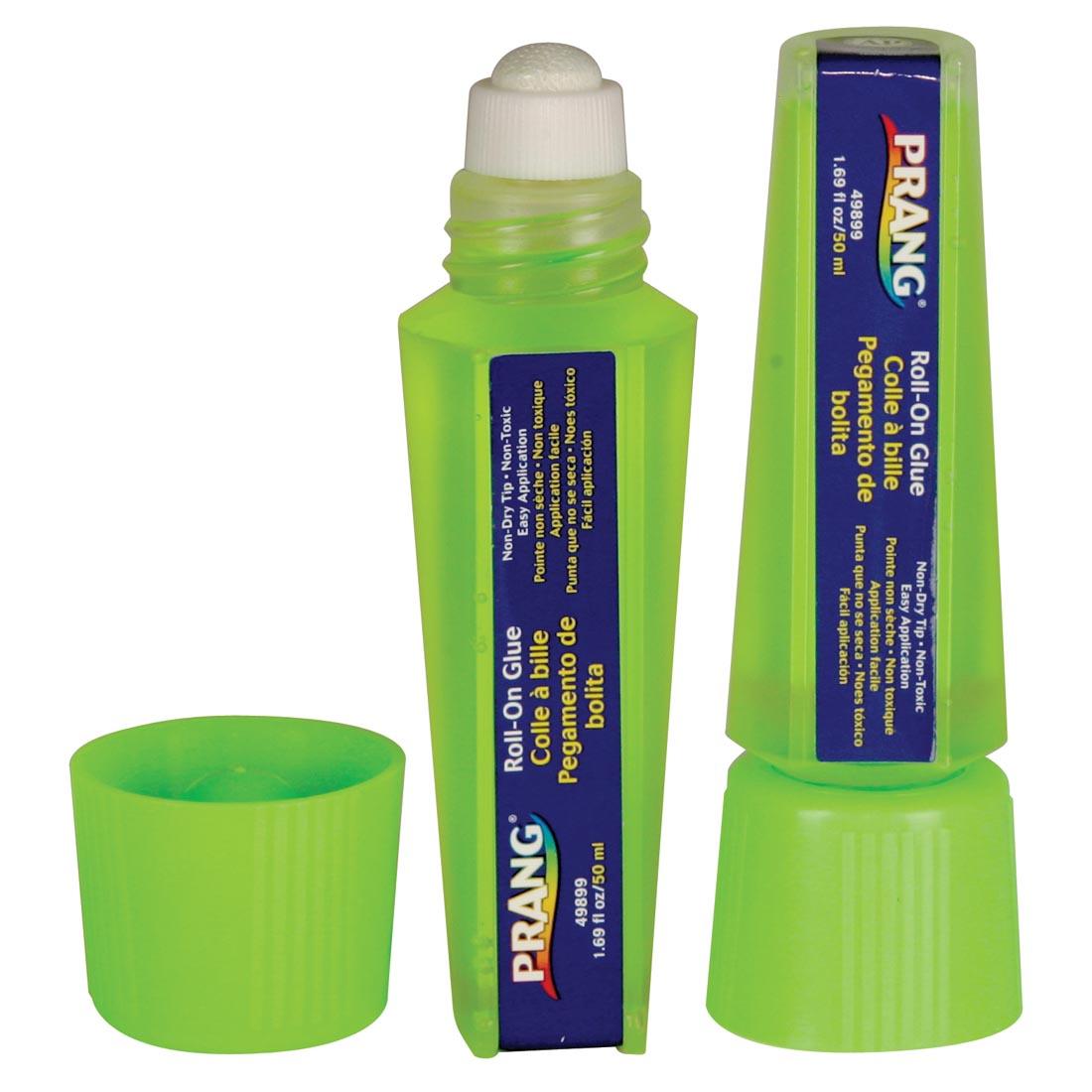 Prang Roll-On Glue Shown Both With Lid Off and Being Stored Upside Down