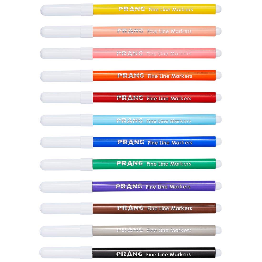 12 Prang Classic Fine Line Art Markers with caps on