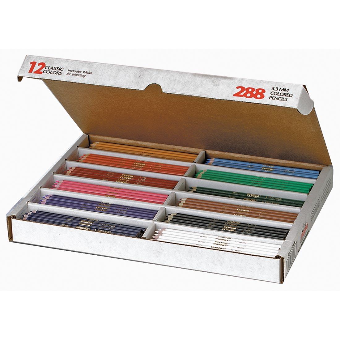 Prang Colored Pencils 288-Count Master Pack, shown with lid open