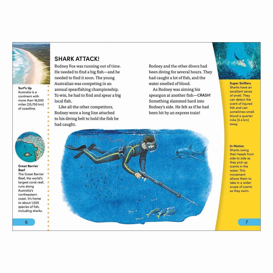 2 pages from Shark Attack DK Super Readers Level 4 Book