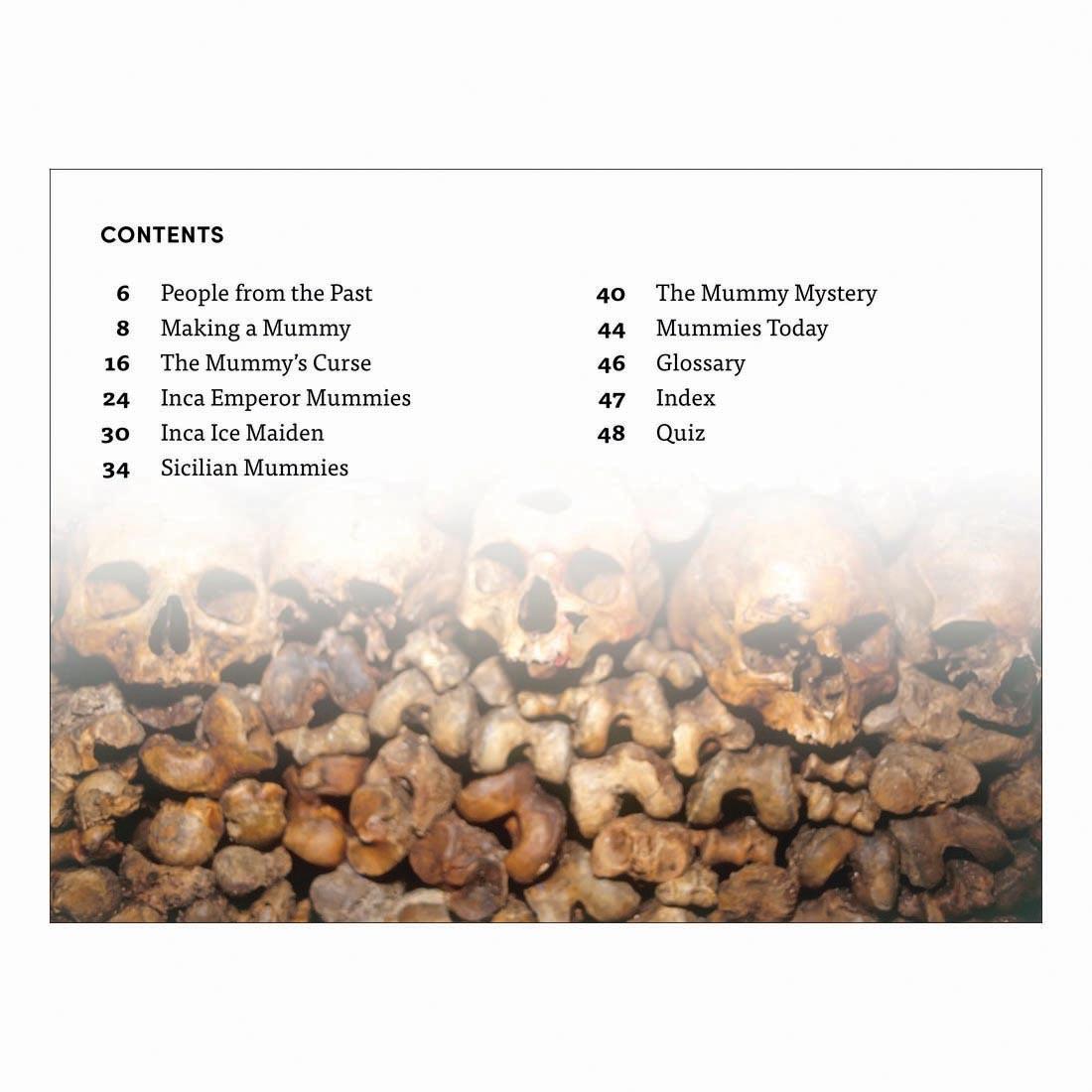 Table of Contents from Secrets of Mummies DK Super Readers Level 4 Book