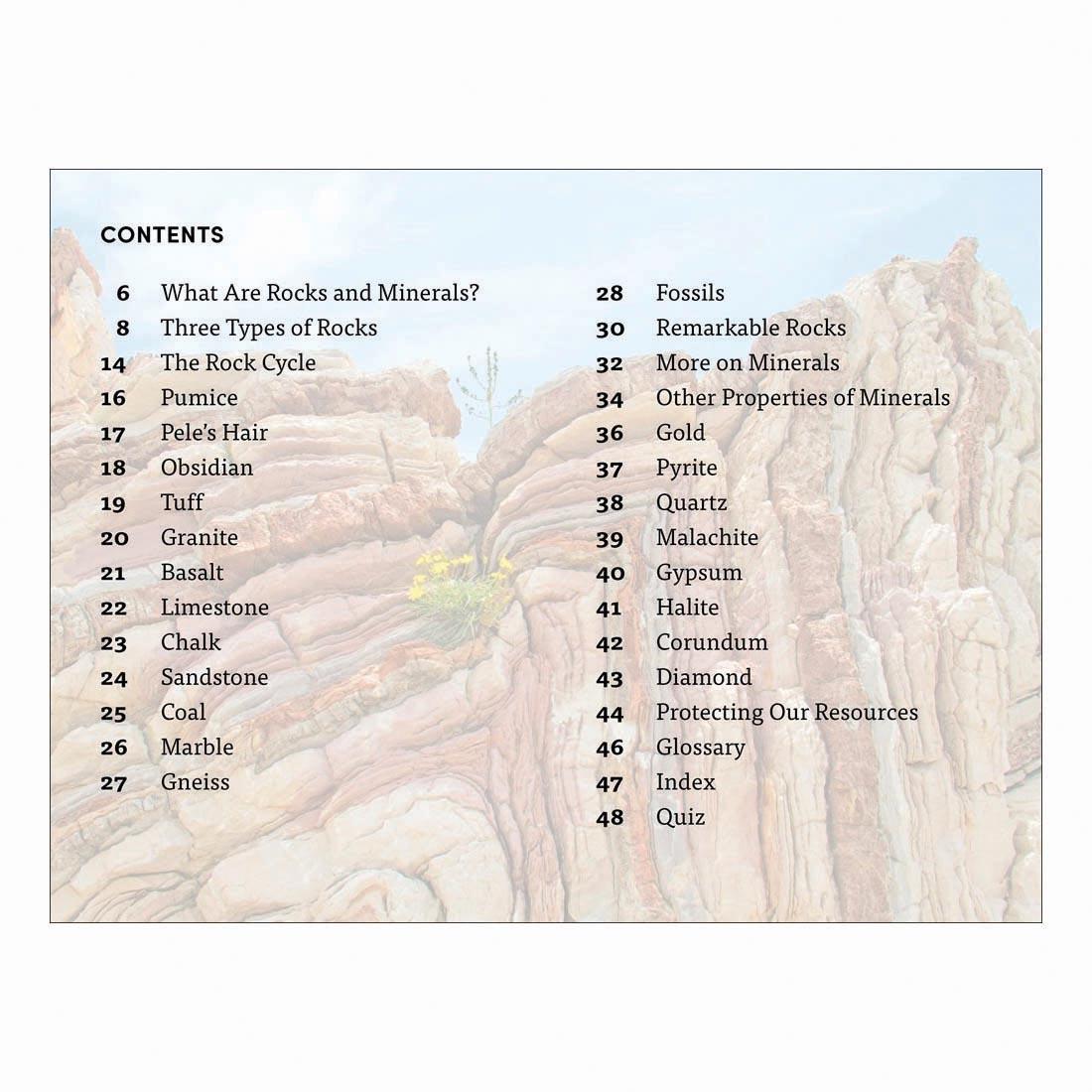 Table of Contents from Rocks And Minerals DK Super Readers Level 4 Book