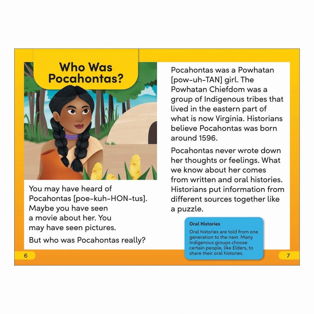 2 pages from Matoaka: The True Story of Pocahontas DK Super Readers Level 2 Book