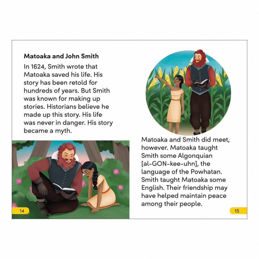 2 pages from Matoaka: The True Story of Pocahontas DK Super Readers Level 2 Book