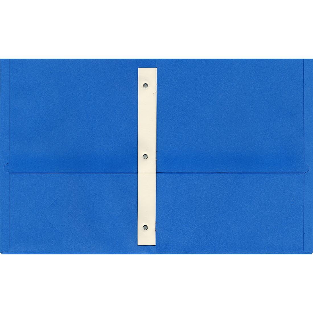 Light Blue Oxford Twin Pocket Portfolio With Fasteners shown open