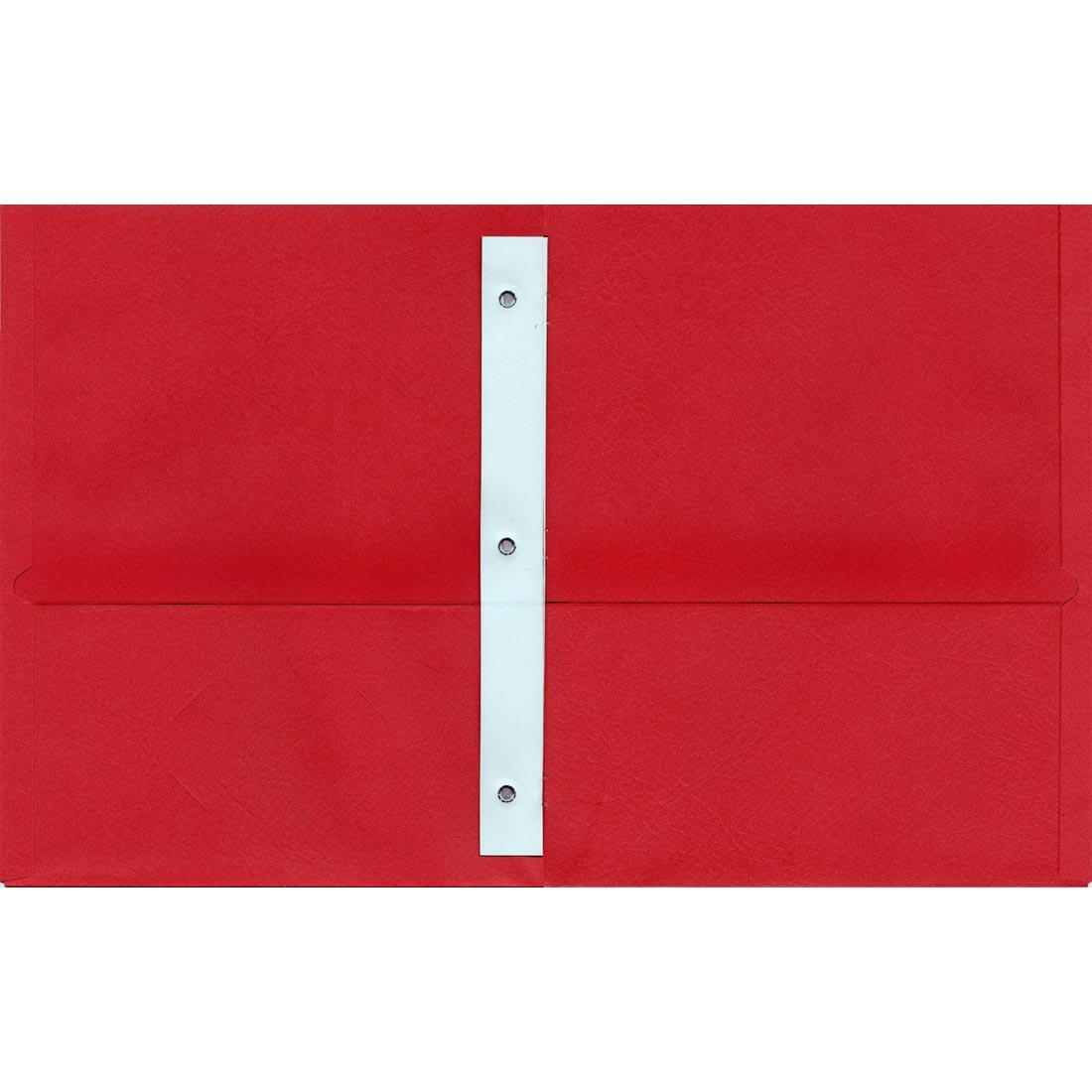 Red Oxford Twin Pocket Portfolio With Fasteners shown open