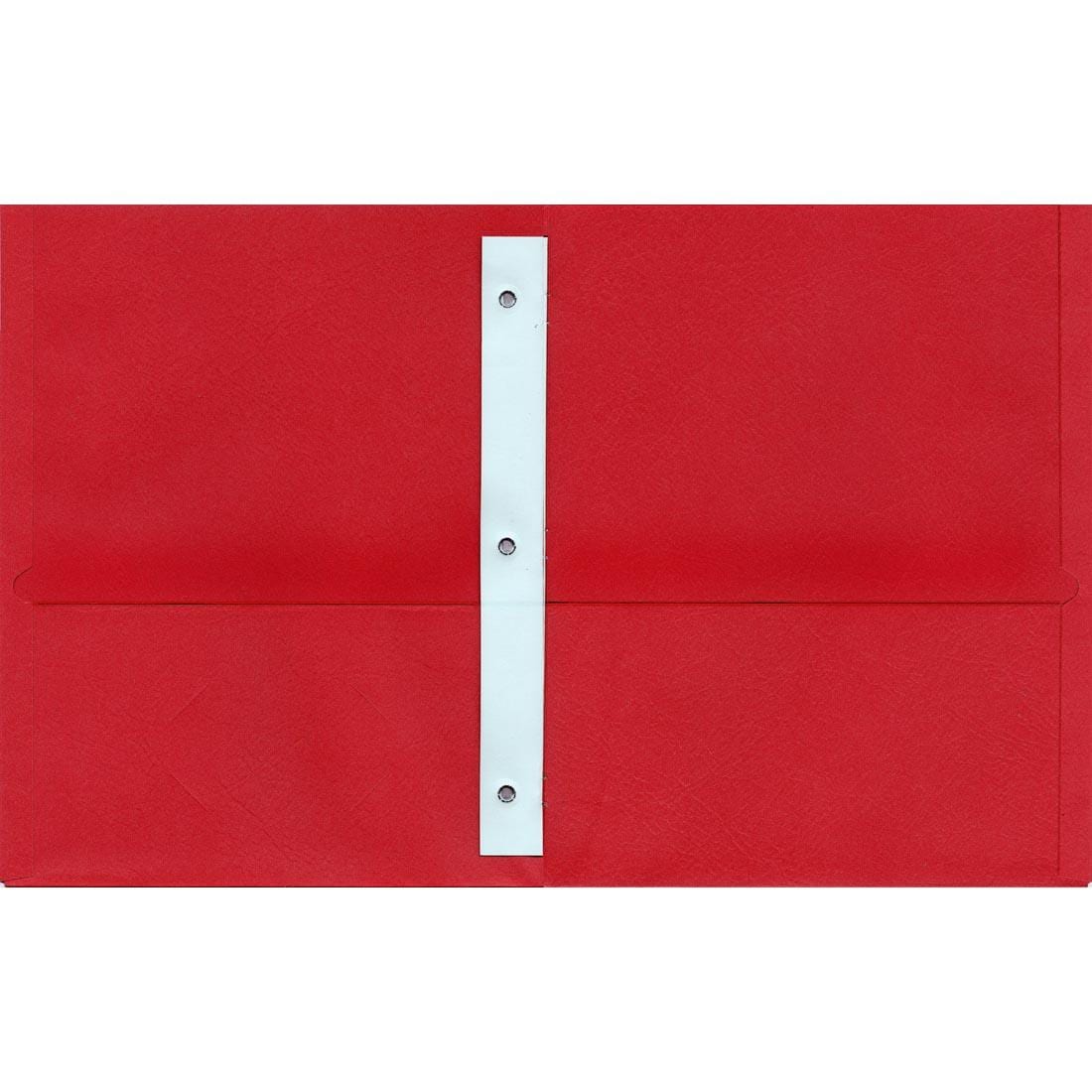 Red Oxford Twin Pocket Portfolio With Fasteners shown open