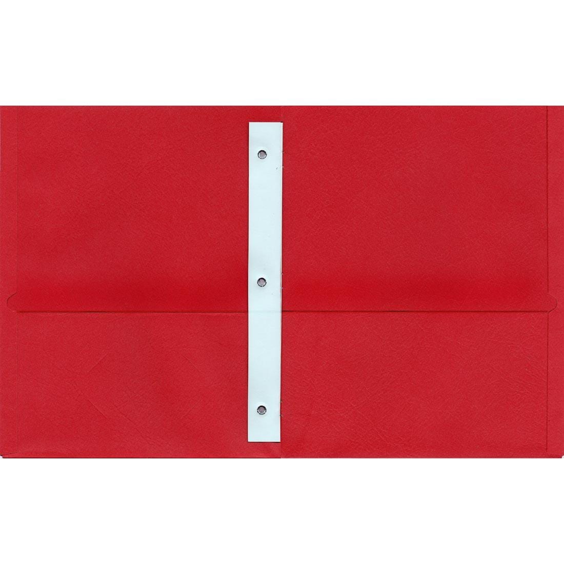 Red Oxford Twin Pocket Portfolio With Fasteners shown open