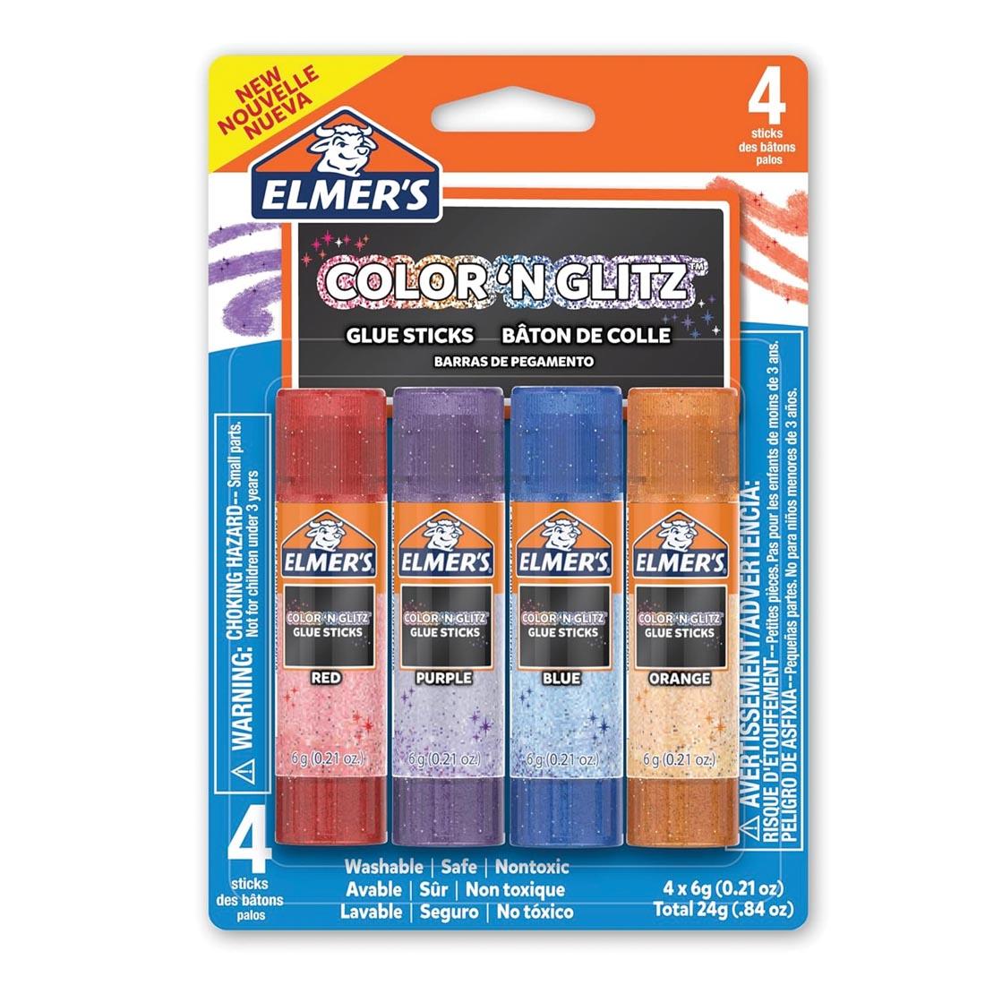 Package of Elmer's Color 'N Glitz Glitter Glue Sticks