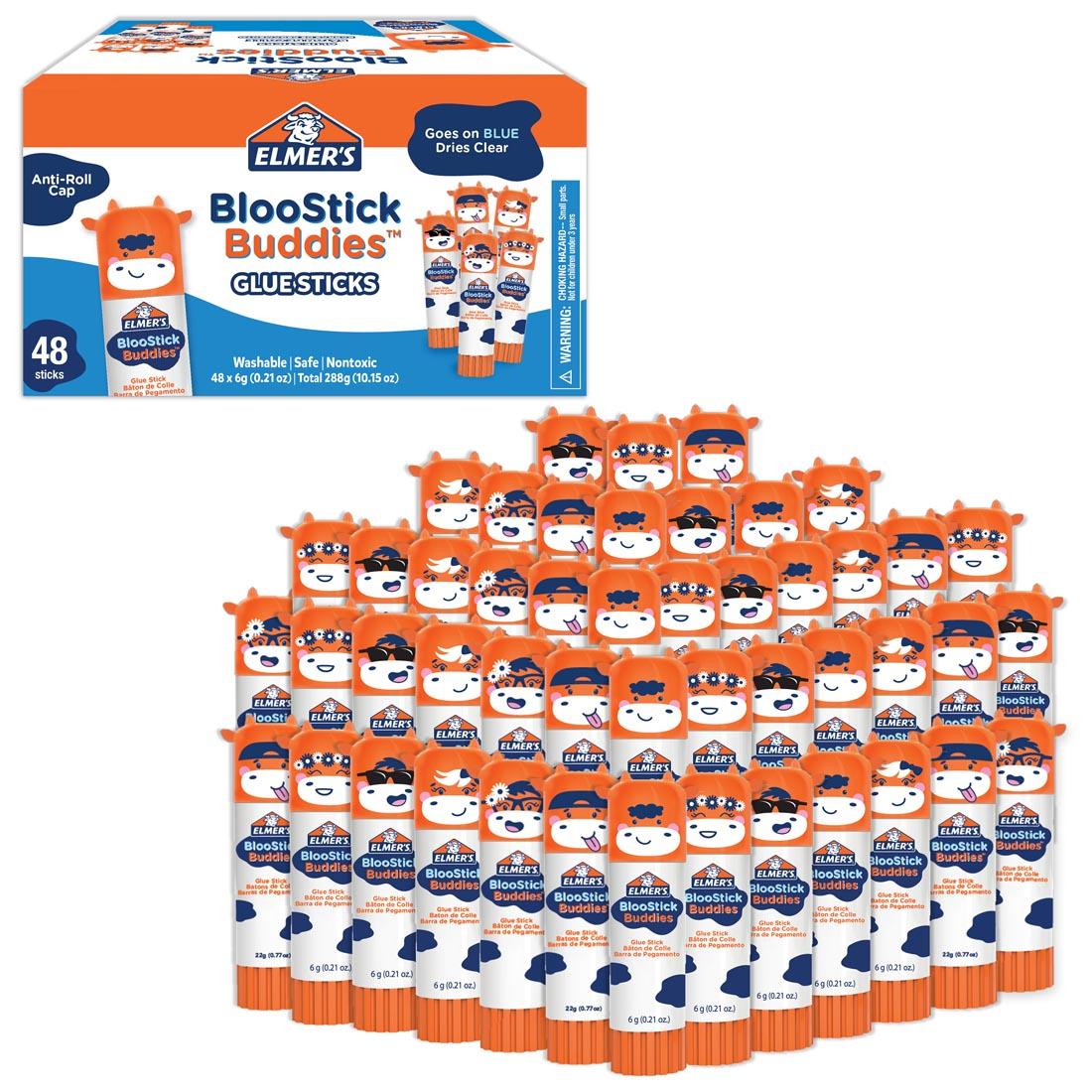 Elmer's BlooStick Buddies Washable Glue Sticks 48-Count Package and all 48 glue sticks