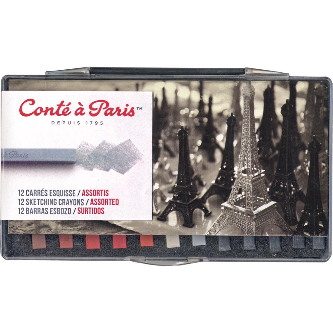 Conte Crayons Black, White & Sanguine 12-Count Set