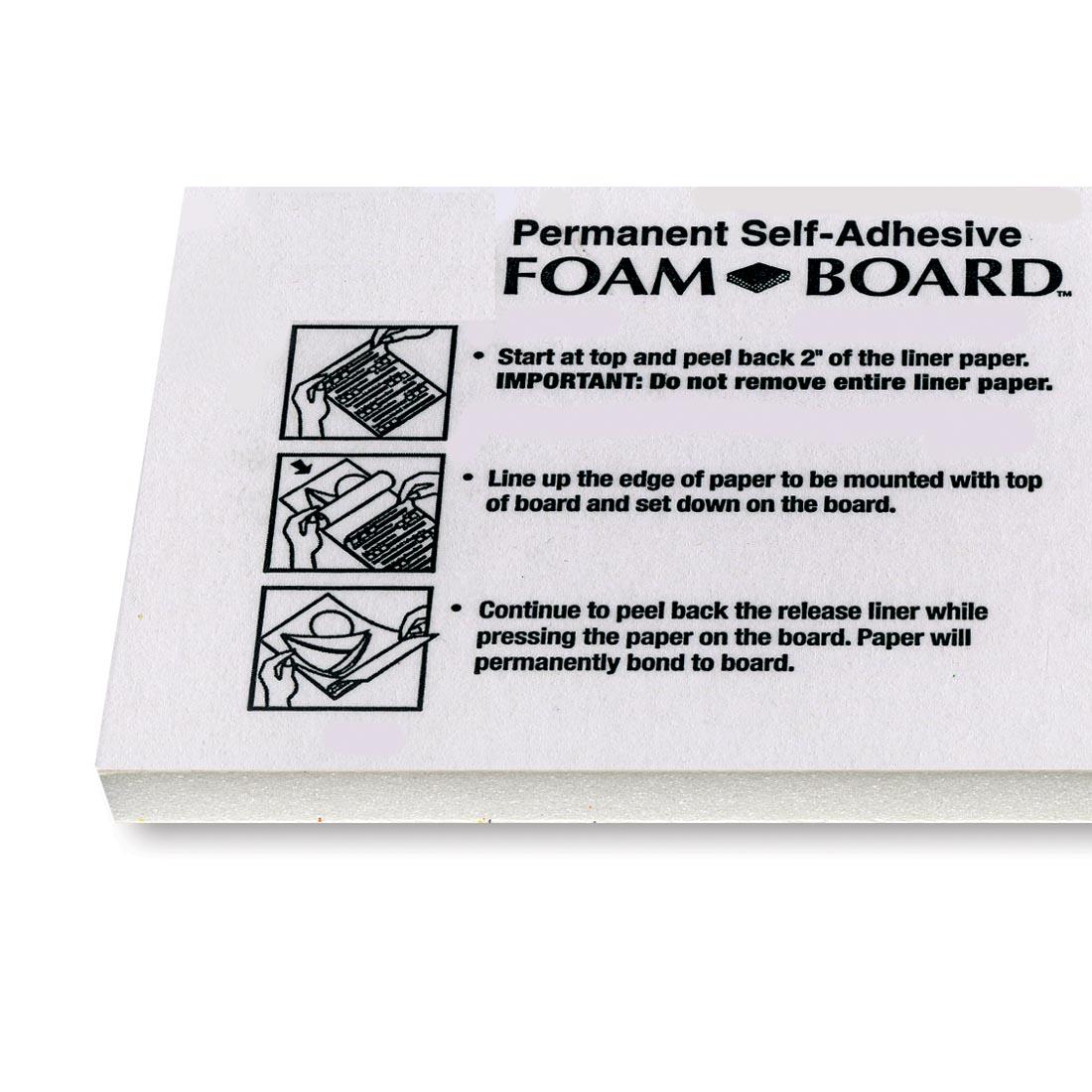 portion of self-adhesive white foam board sheet