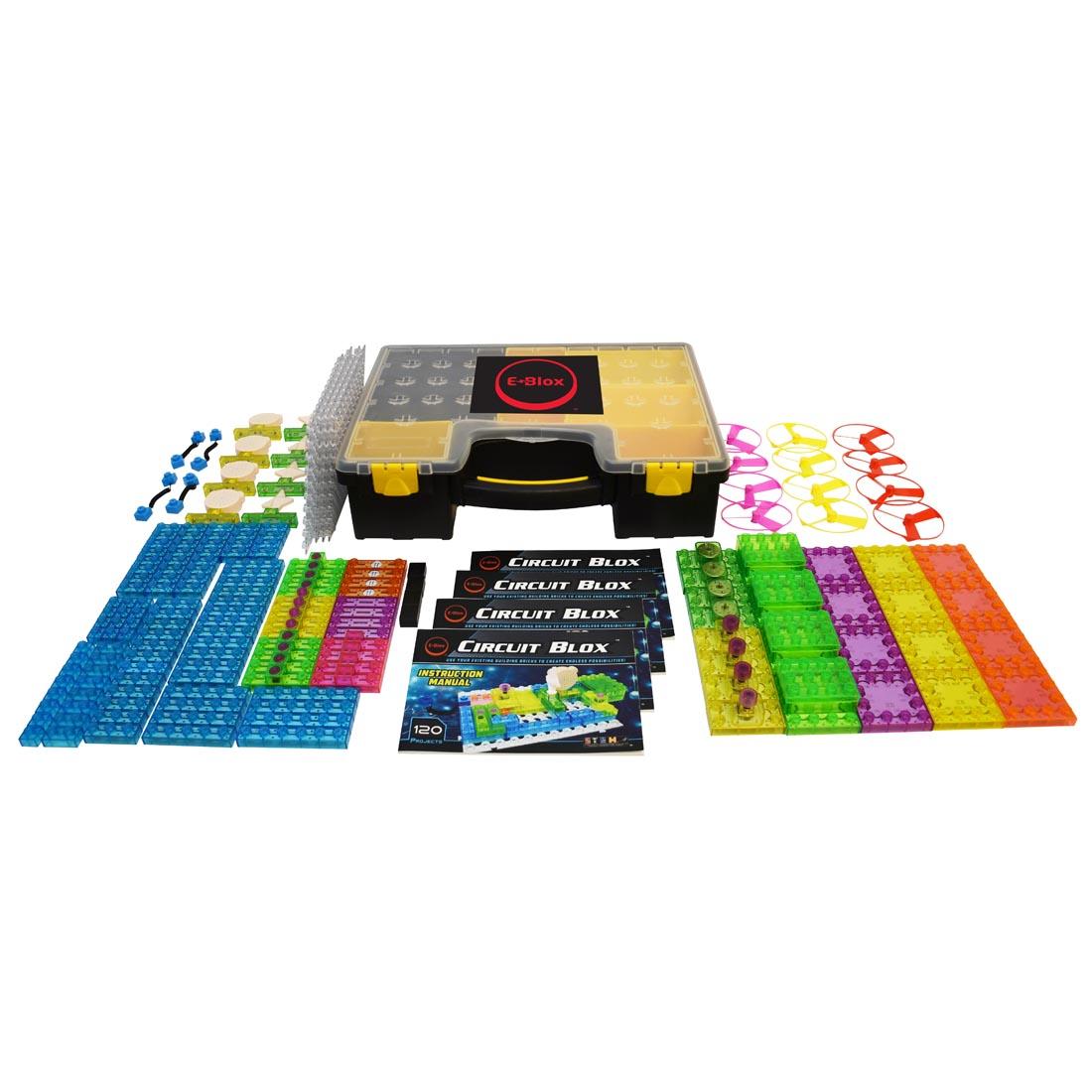 Contents of the E-Blox Circuit Blox 120-Project Classroom Set