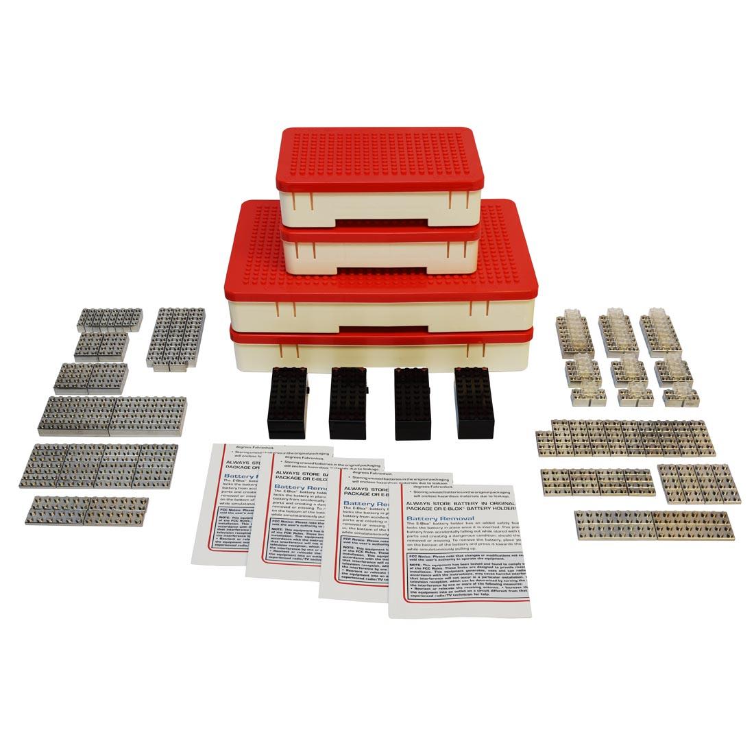 Contents of the E-Blox Power Blox Essentials 310 Classroom Set