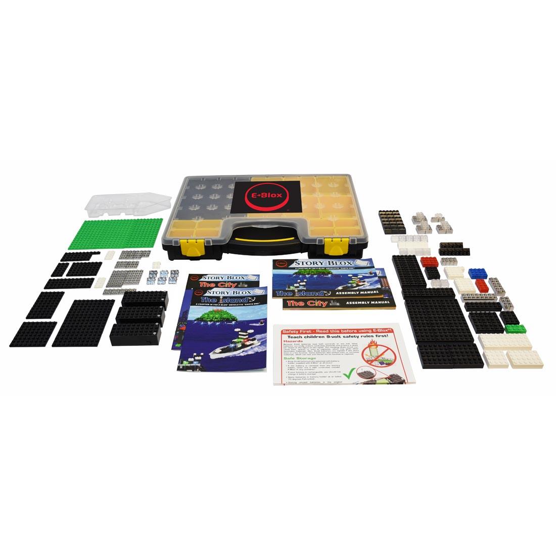 Contents of the E-Blox Story Blox 3-In-1 Classroom Set