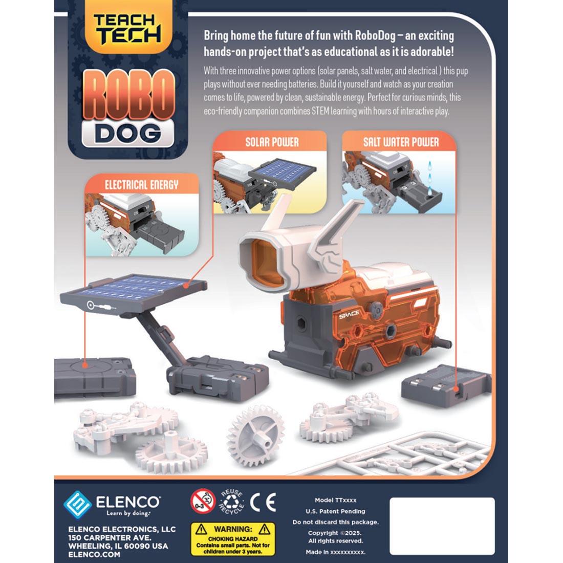 back of package for the Teach Tech Robo Dog