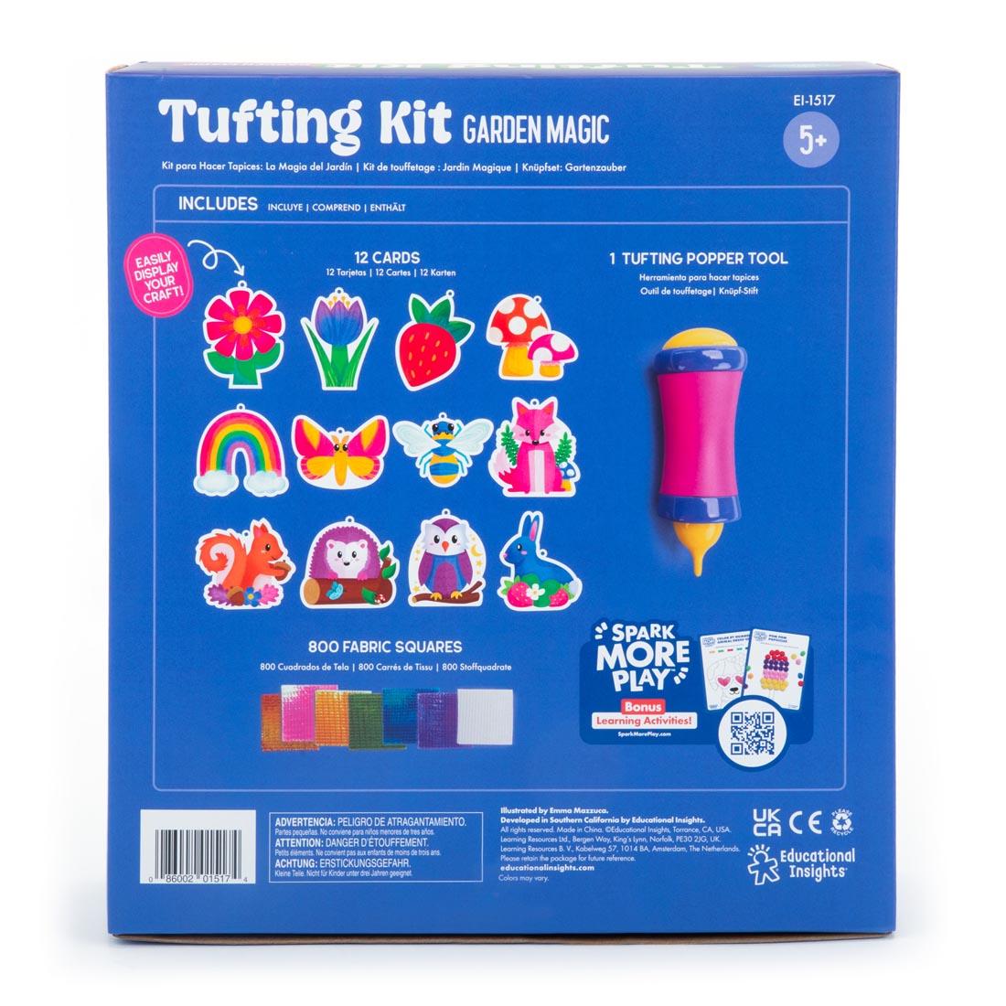 back of package for Garden Magic Tufting Kit By Educational Insights