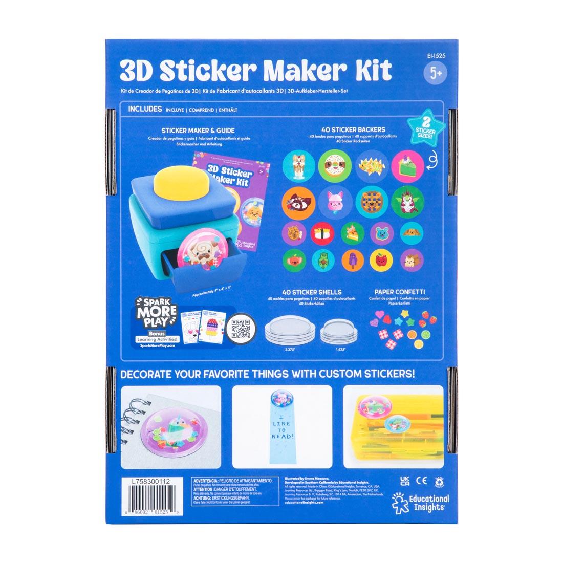 back of package for 3D Sticker Maker Kit By Educational Insights