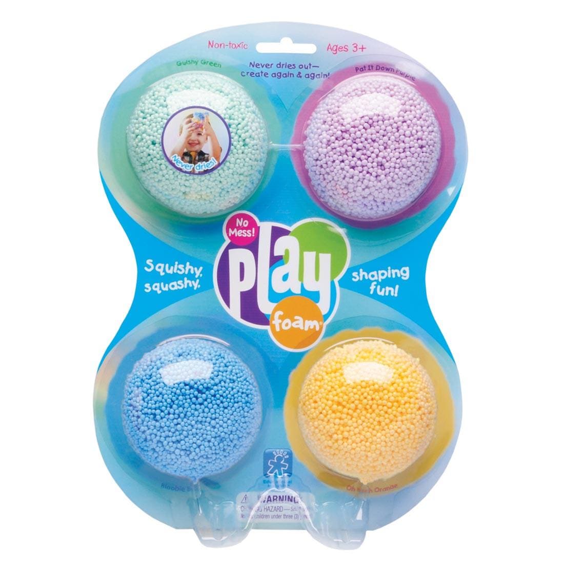 package of playfoam in four different colors