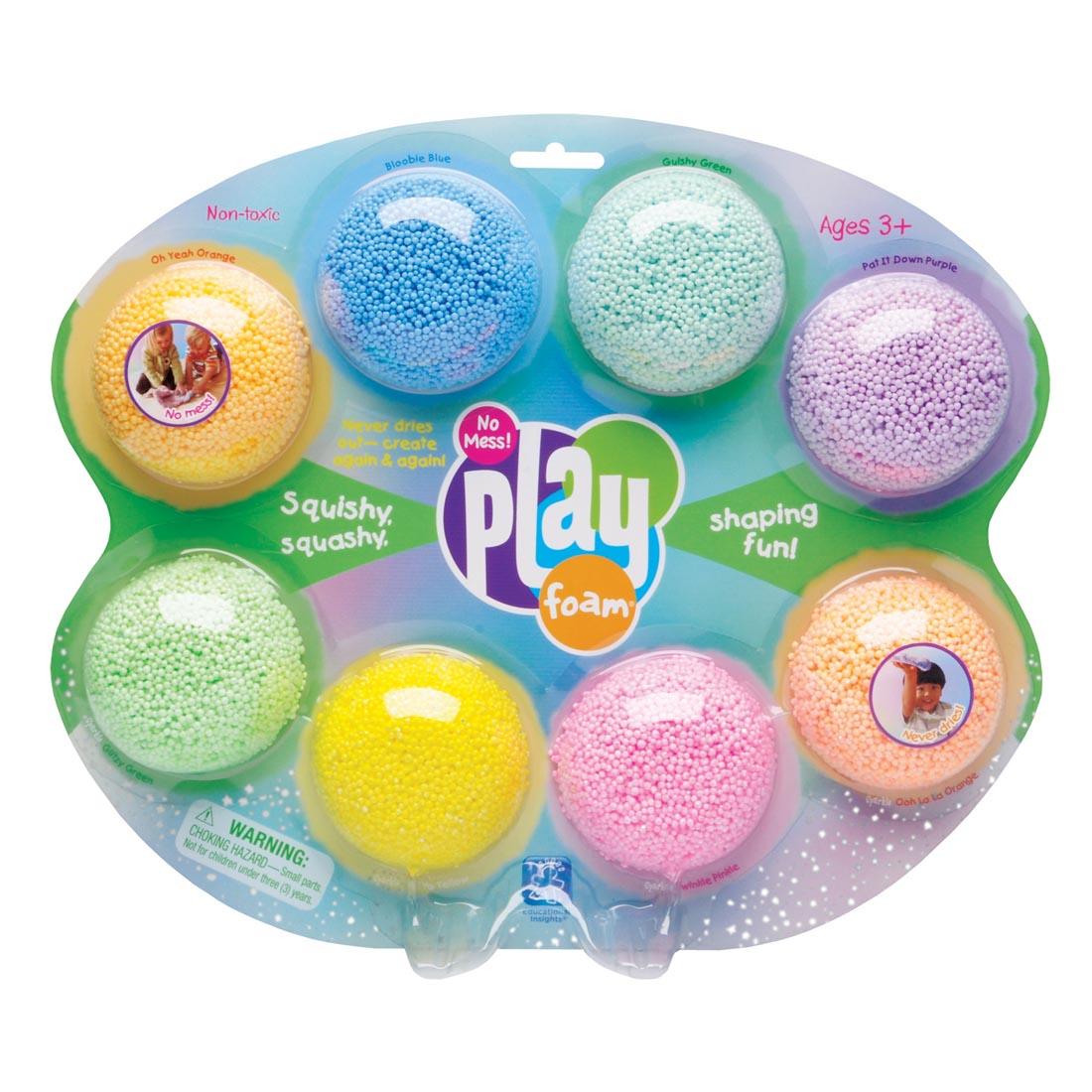 package of play foam in eight different colors