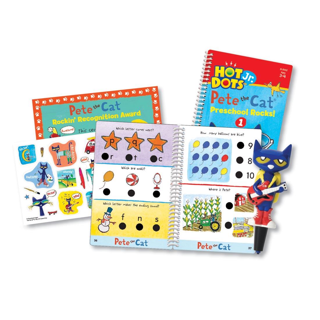 Pete the Cat hot dot pen and Preschool Rocks hot dot book