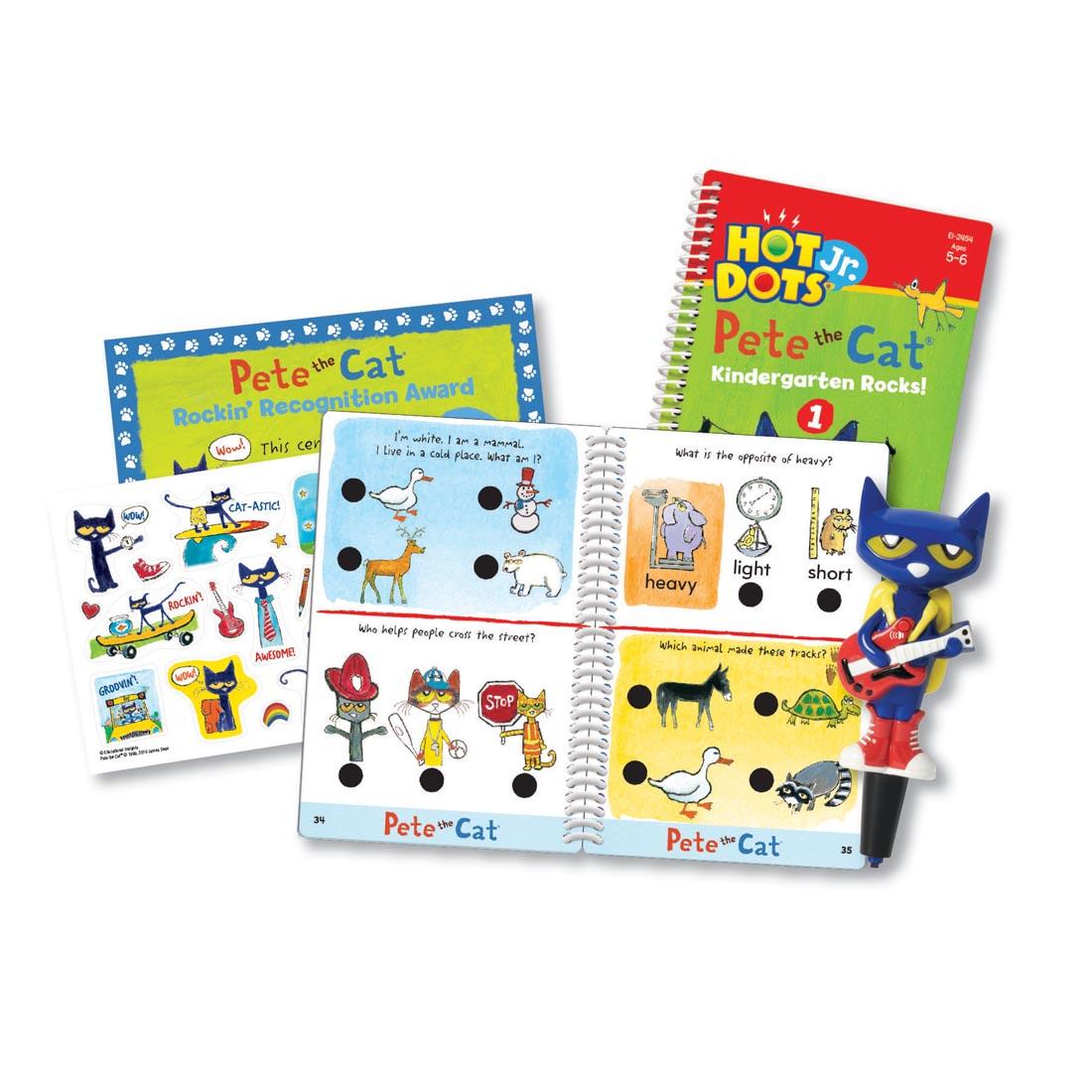 Pete the Cat hot dot pen and Kindergarten Rocks hot dot book