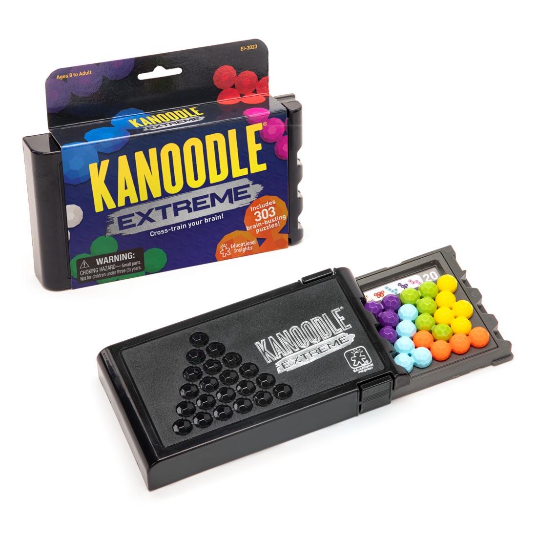 Box of Kanoodle Extreme Logic Game By Educational Insights, with game shown outside the box