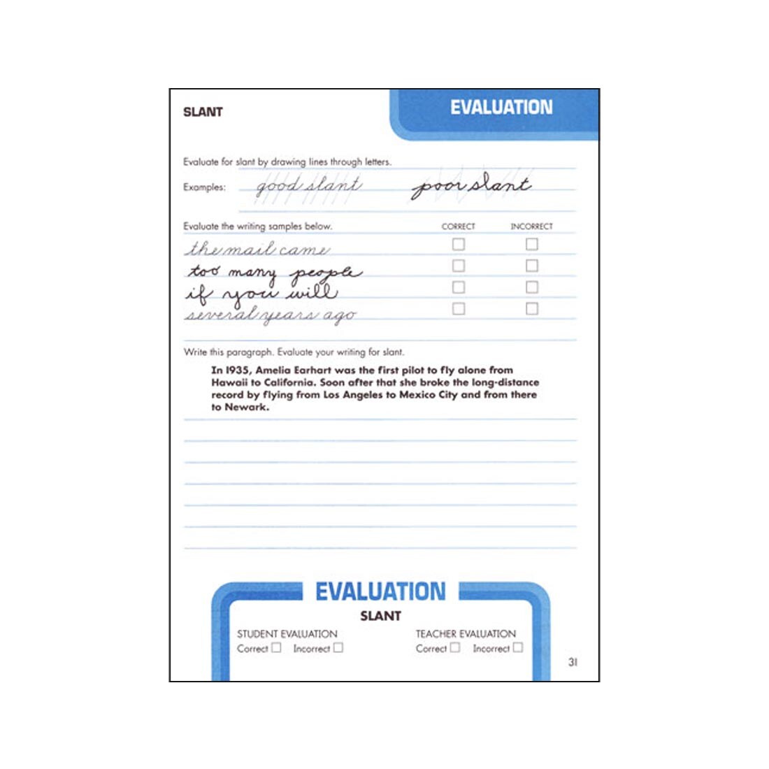 Page 31 from inside Handwriting Skills by Essential Learning Products Grade 6