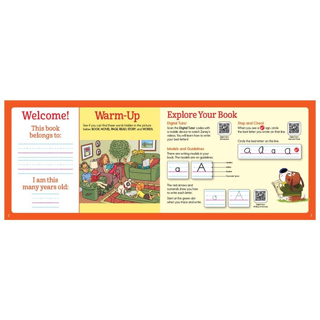 Pages from inside the Highlights Handwriting Word Practice Pad