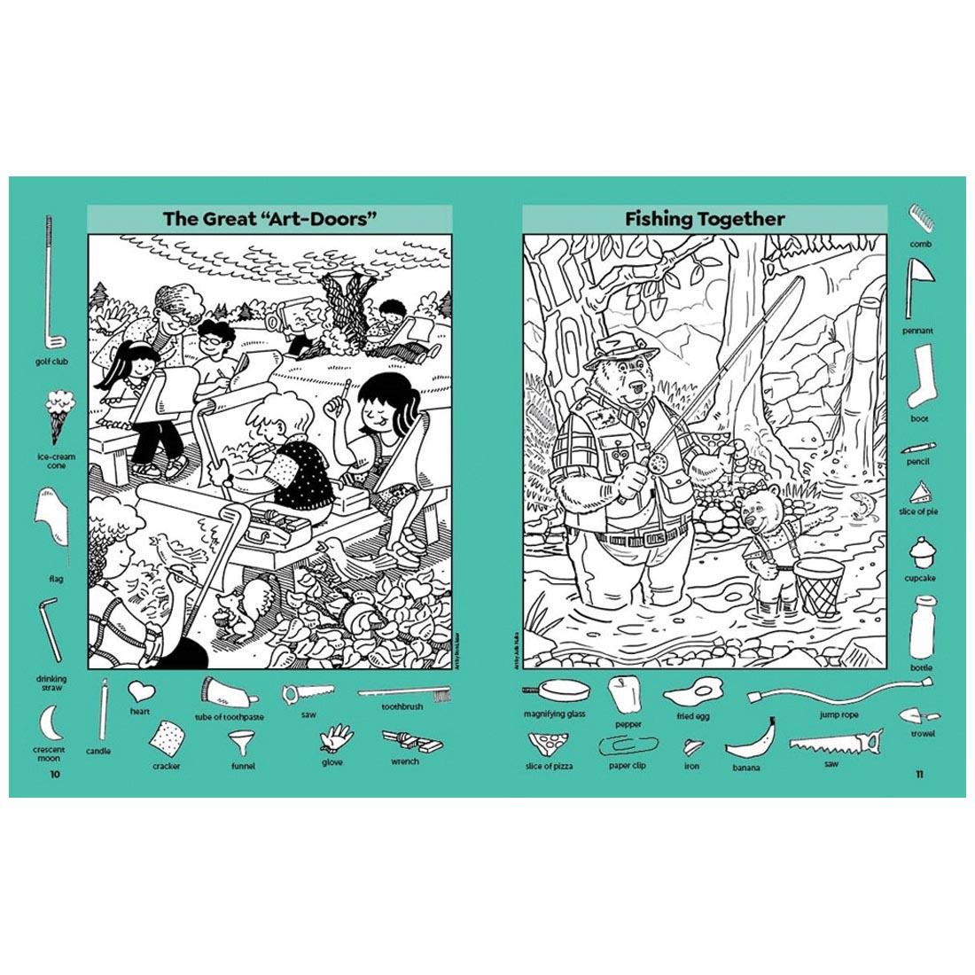 pages from inside Highlights Hidden Pictures Amazing Nature Puzzles