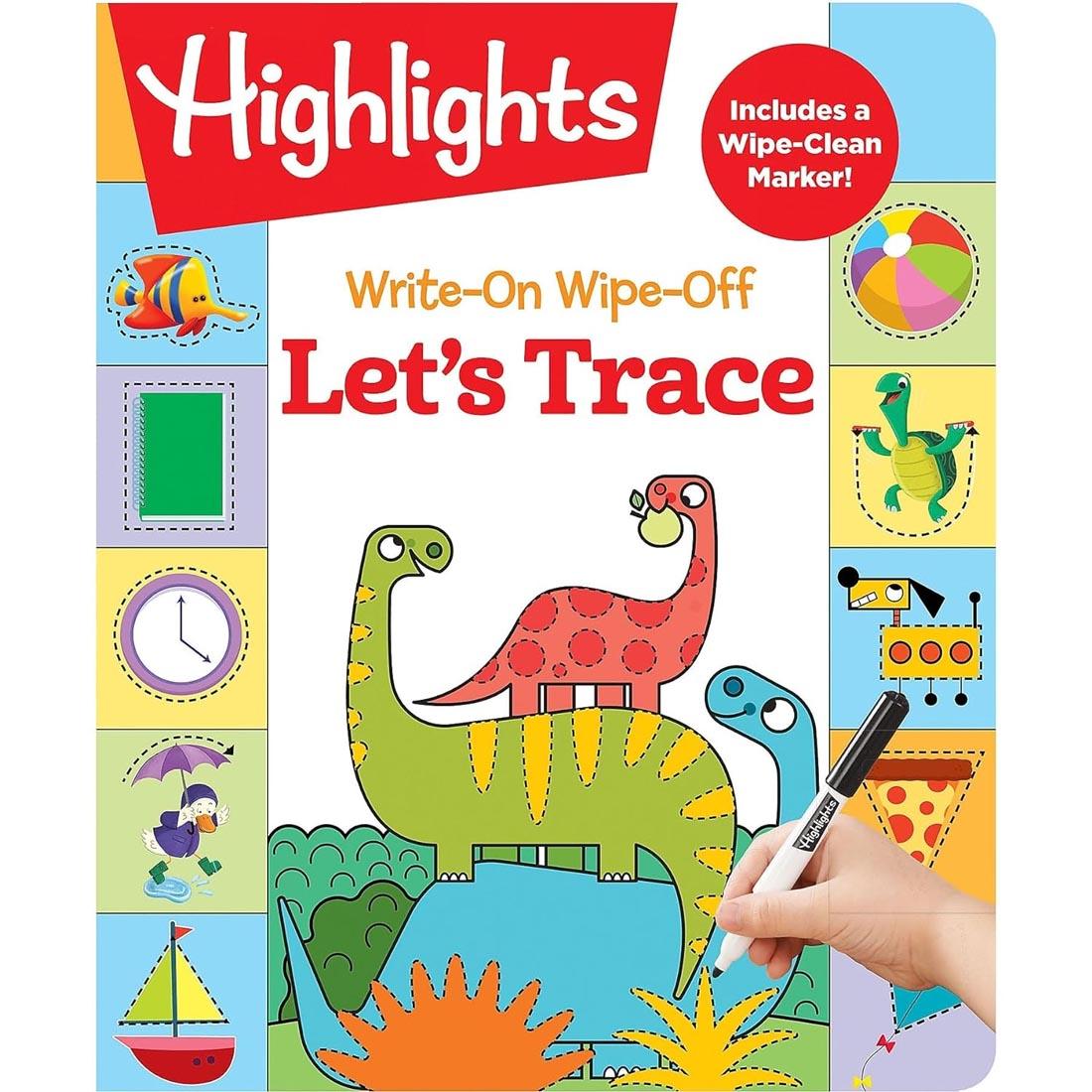 front cover of Highlights Write-On Wipe-Off Let's Trace Activity Book
