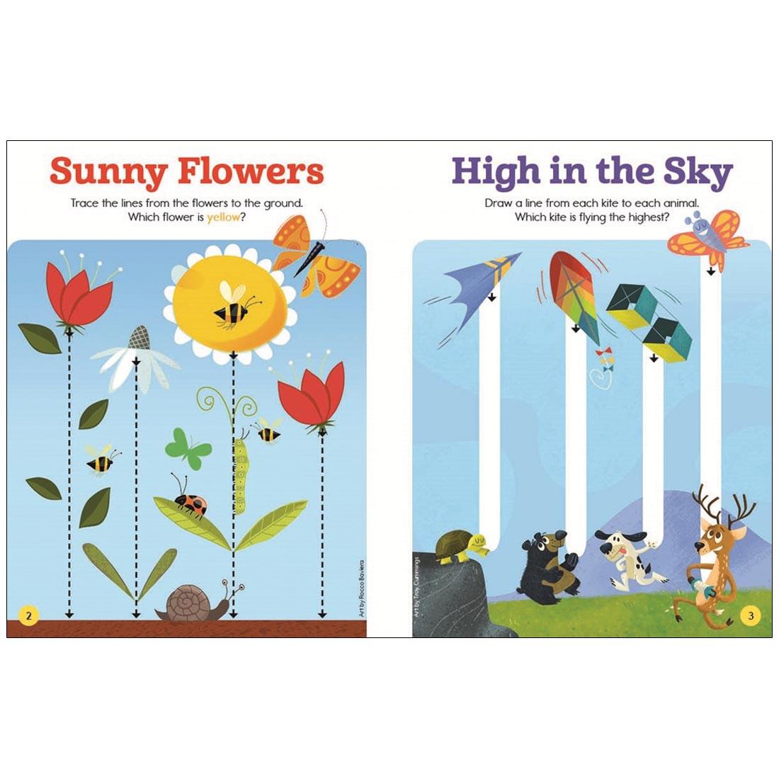 pages from inside Highlights Write-On Wipe-Off Let's Trace Activity Book