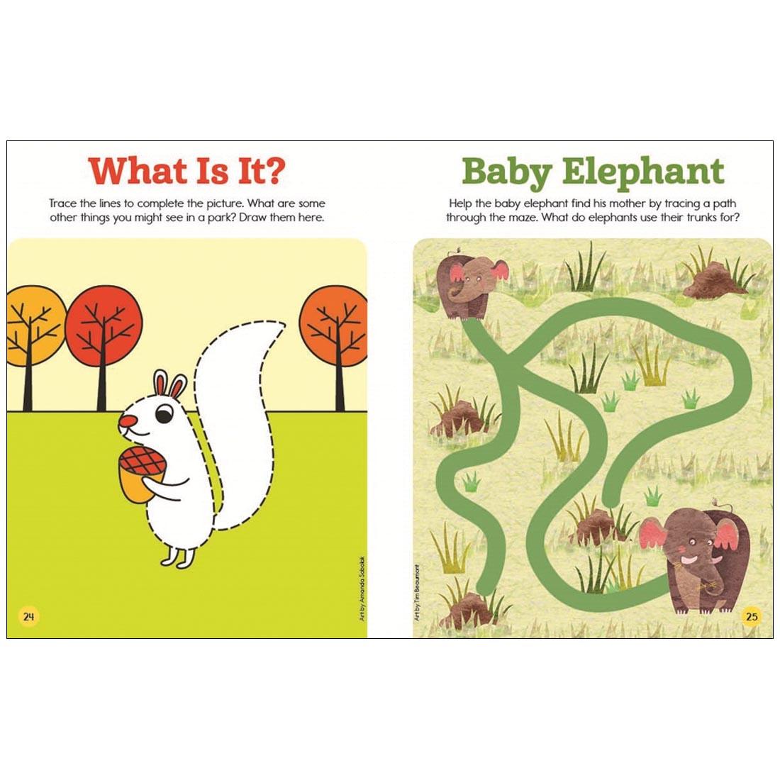 pages from inside Highlights Write-On Wipe-Off Let's Trace Activity Book