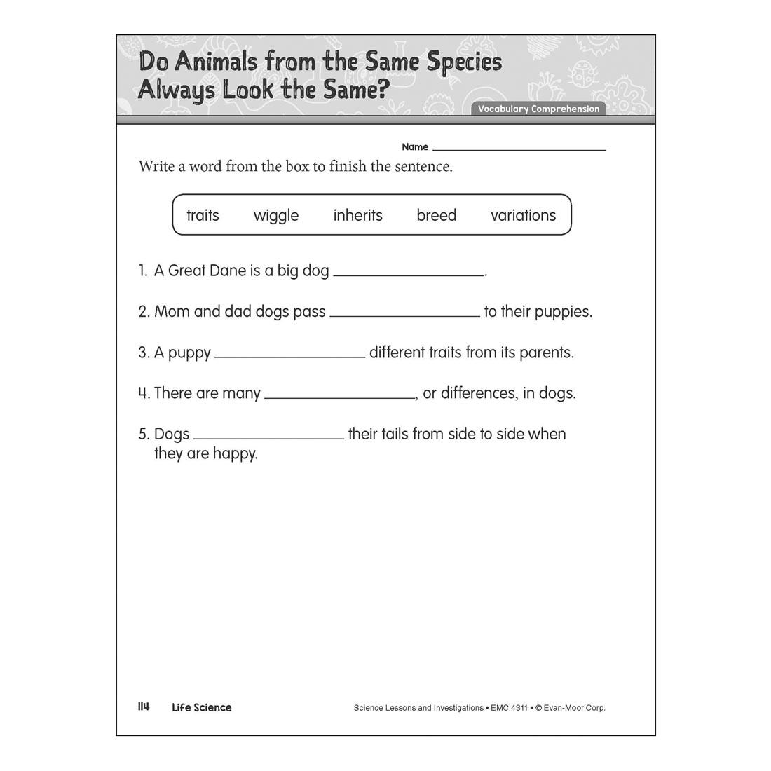 Do Animals From the Same Species Always Look the Same? page from Evan-Moor Science Lessons & Investigations Grade 1