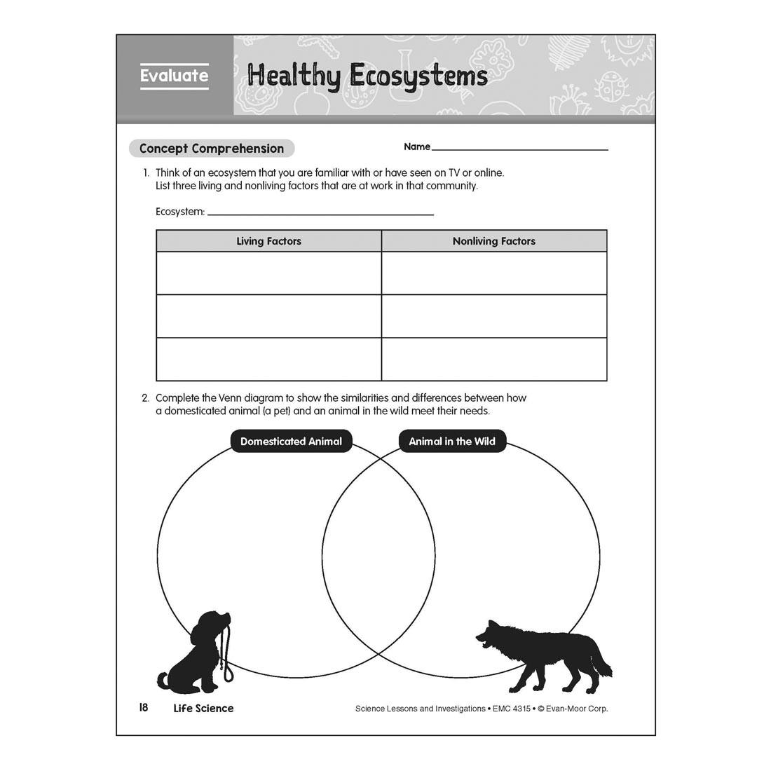 Healthy Ecosystems page from Evan-Moor Science Lessons & Investigations Grade 5