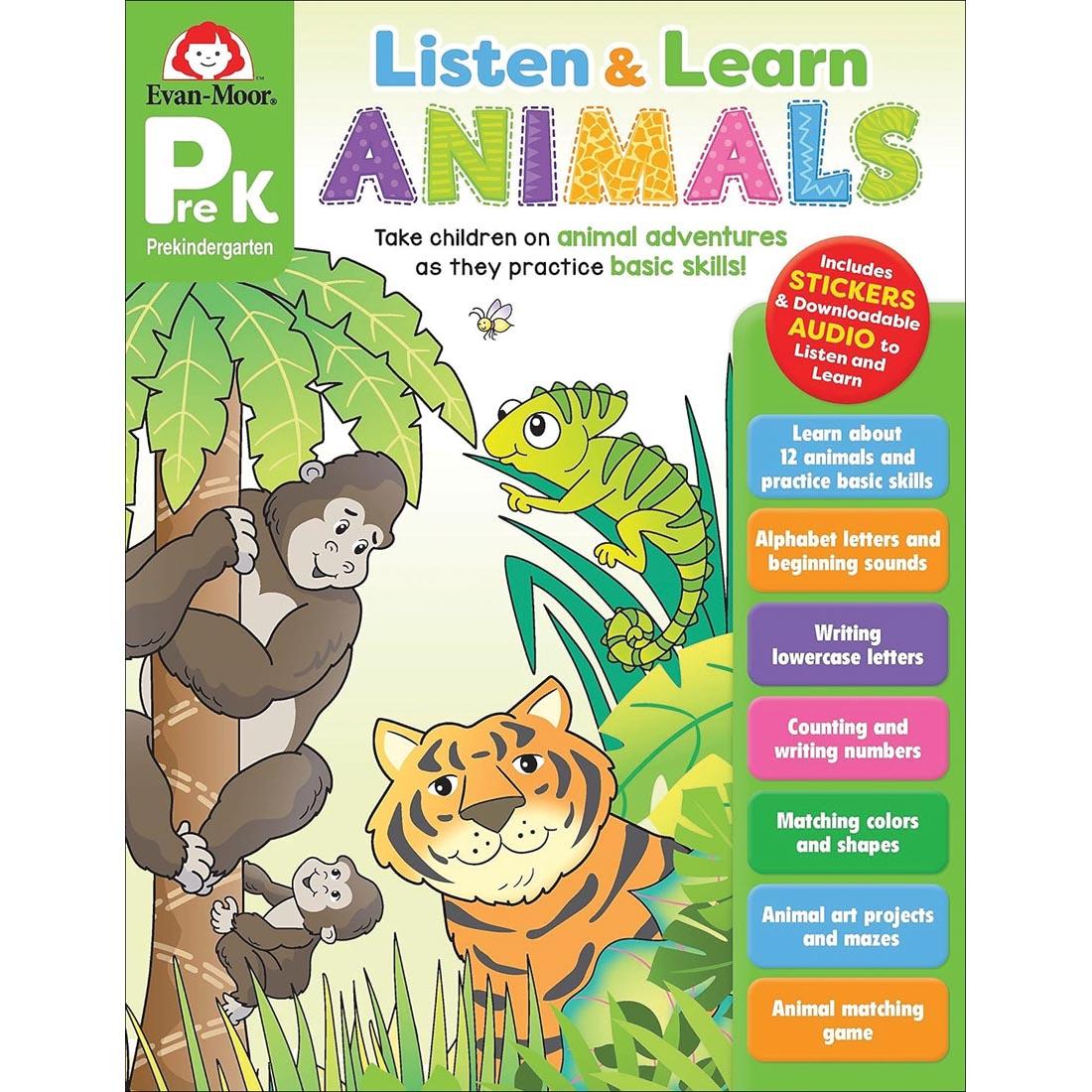 front cover of Listen and Learn Animals For PreK