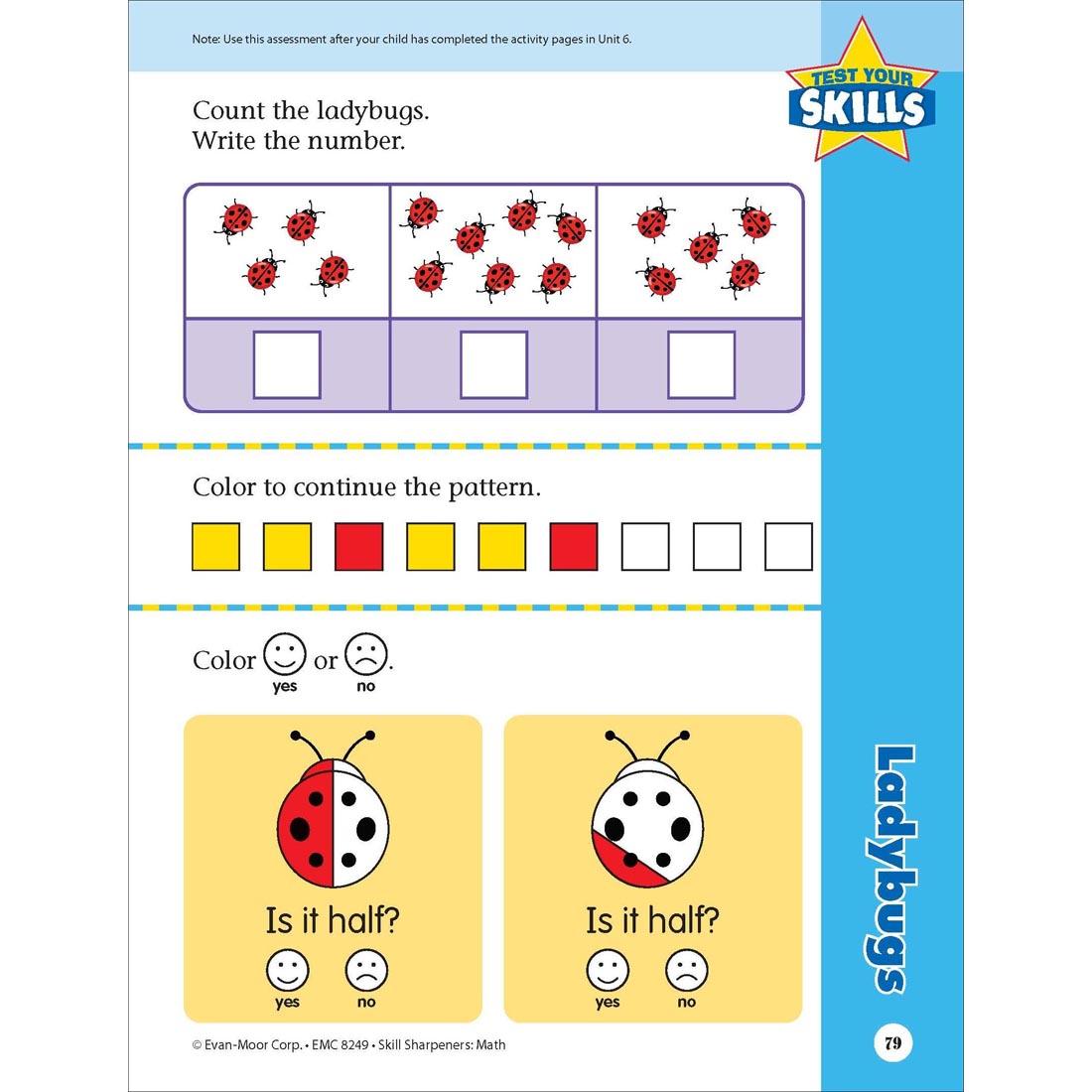 Test Your Skills page from Evan-Moor Skill Sharpeners Math Grade PreK