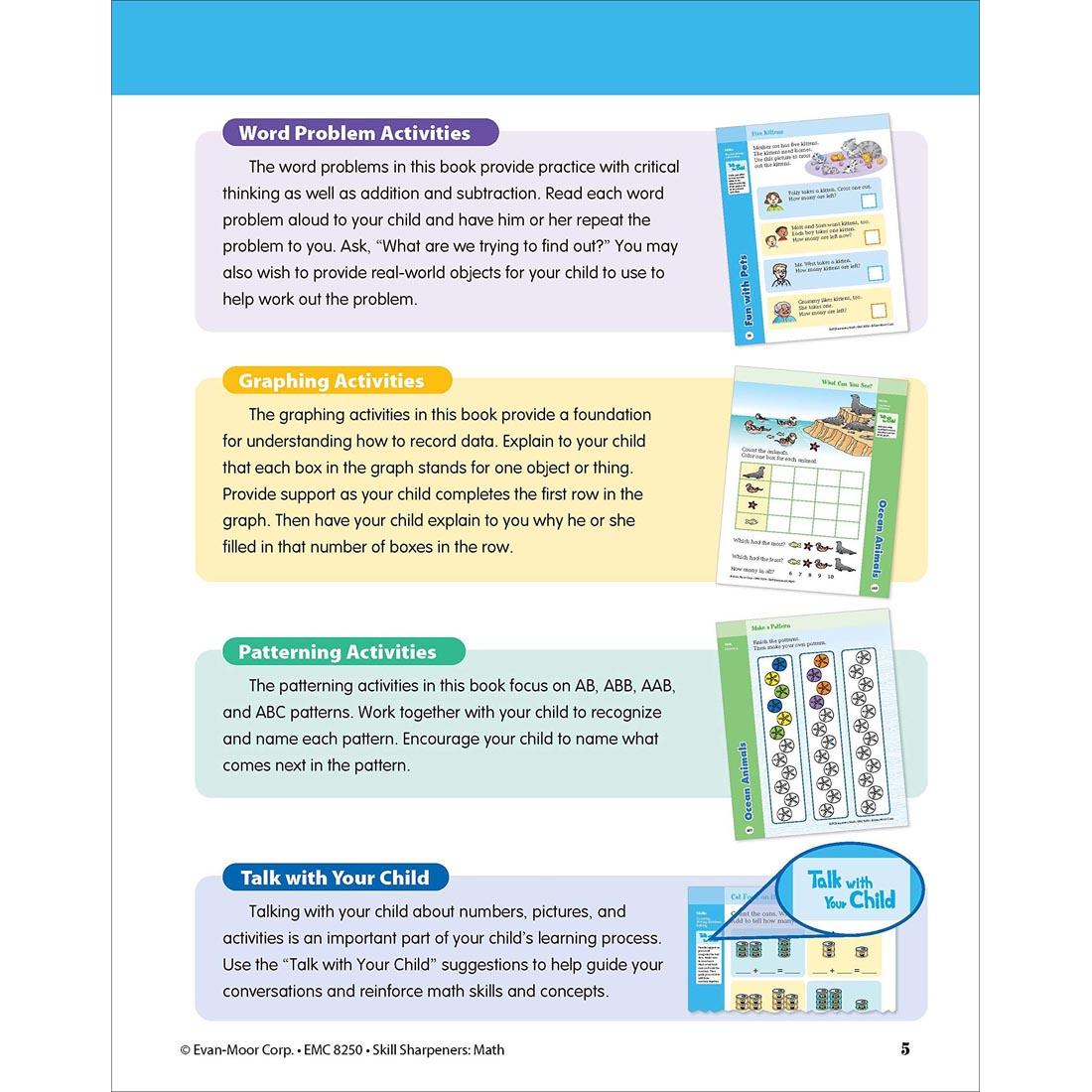 How to Use This Book page from Evan-Moor Skill Sharpeners Math Grade K