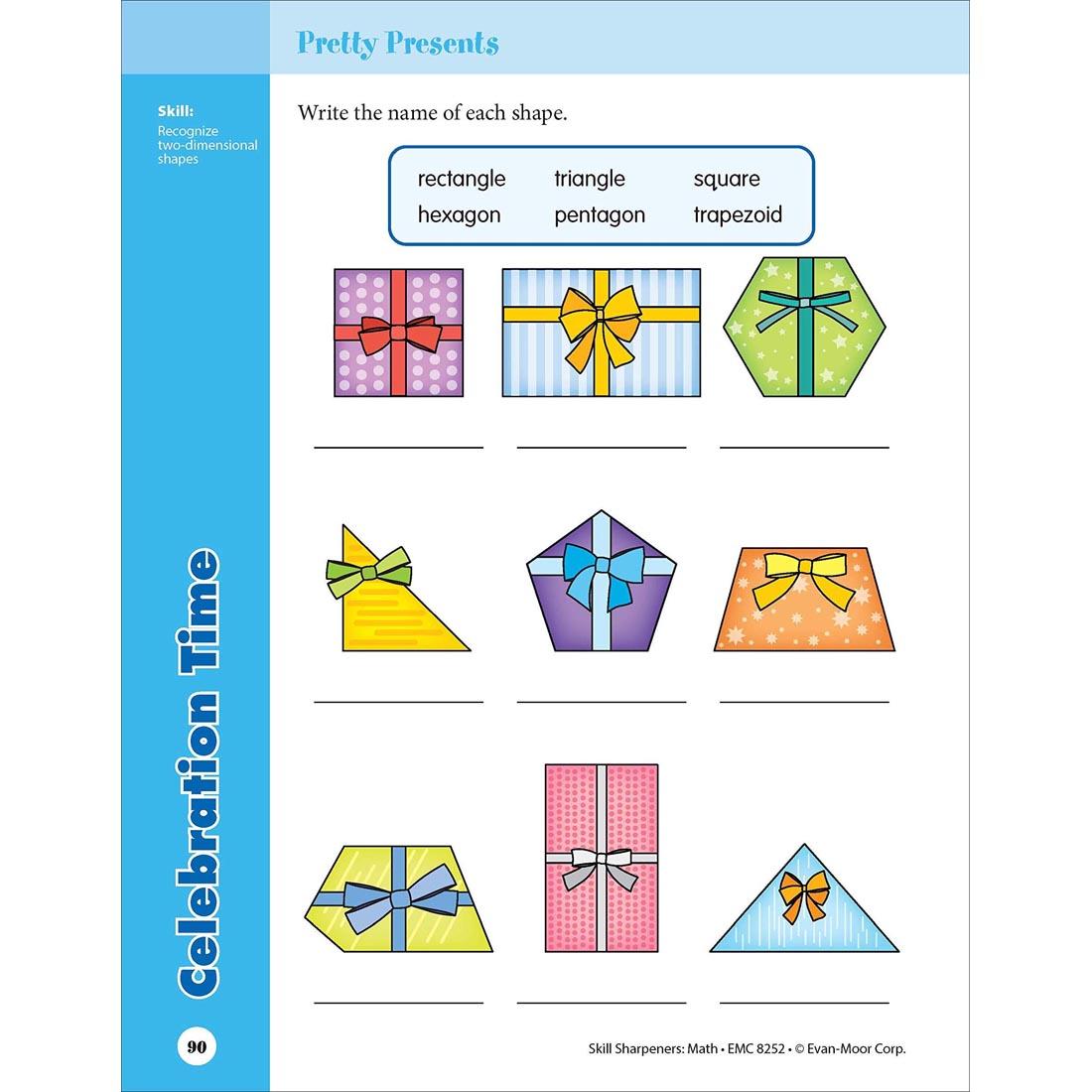 Pretty Presents page from Evan-Moor Skill Sharpeners Math Grade 2