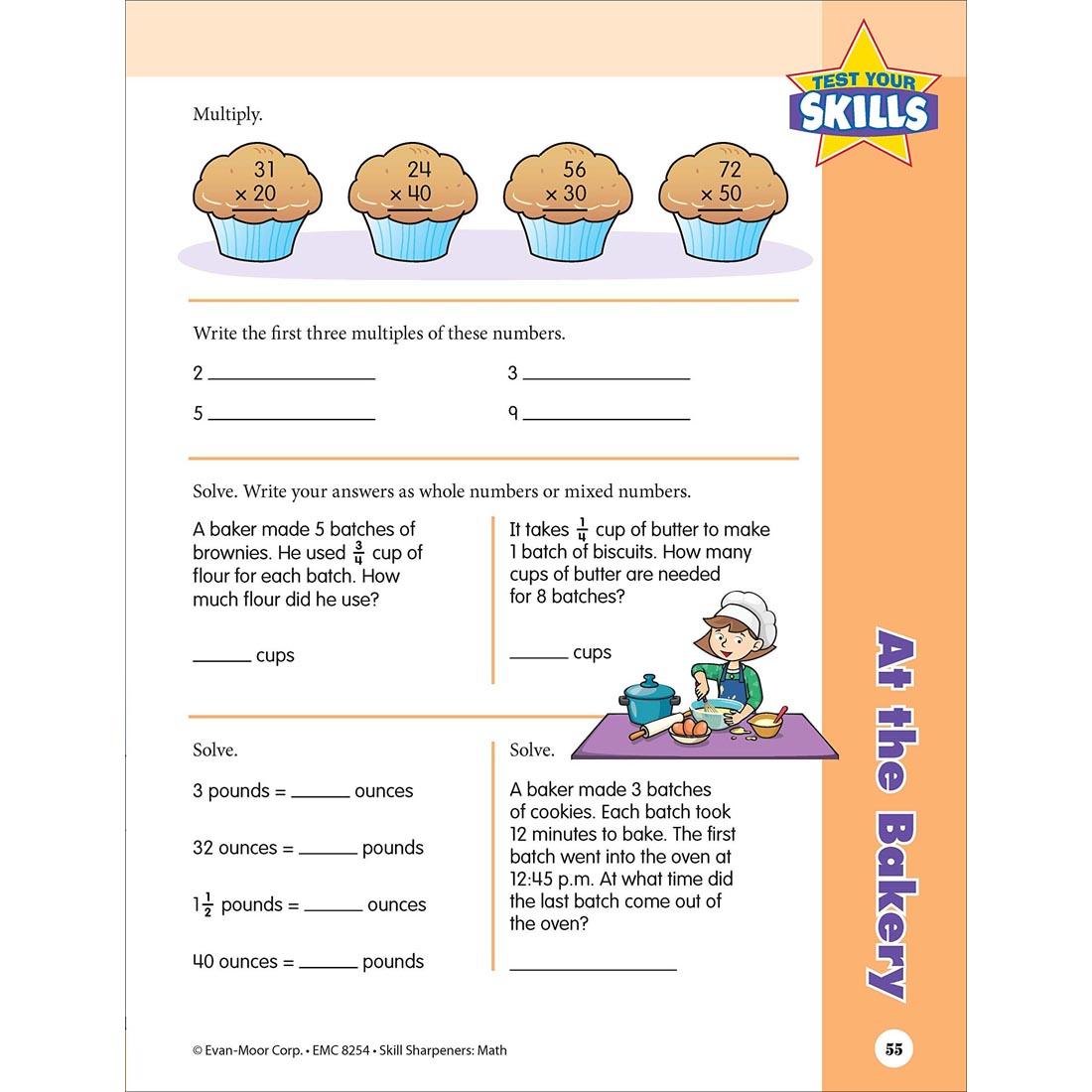 Test Your Skills page from Evan-Moor Skill Sharpeners Math Grade 4