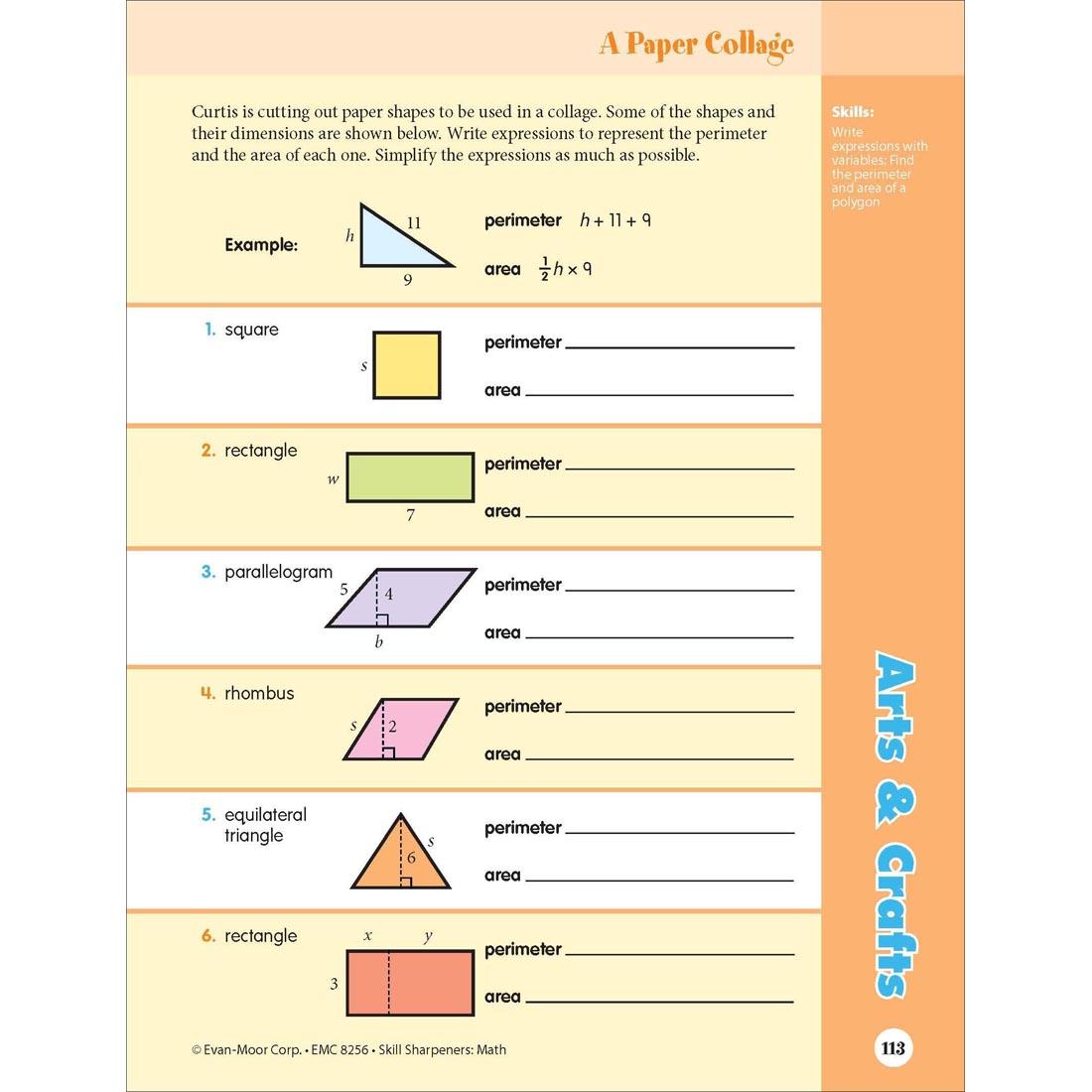 A Paper Collage page from Evan-Moor Skill Sharpeners Math Grade 6