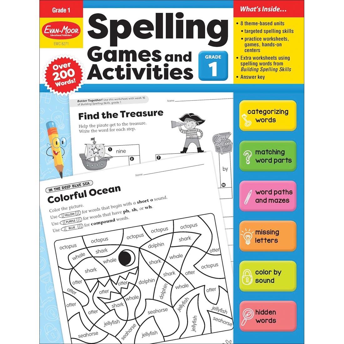 Front cover of Spelling Games and Activities For Grade 1